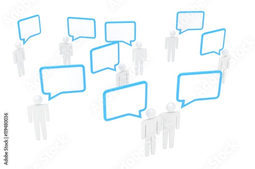 people with talk bubbles isolated over a white background. 3d rendering.