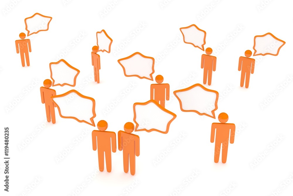 people with talk bubbles isolated over a white background. 3d rendering. people with talk bubbles isolated over a white background. 3d rendering.