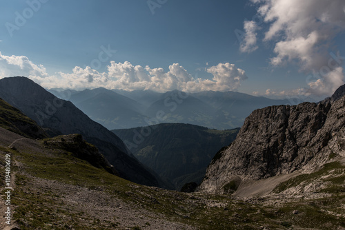 View towards the Innvalley from Lampsenspitze in Tyrol Austria