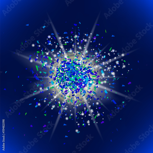 Sparkling Texture. Star Flash. Glitter Particles Pattern. Explosion on Blue Background. Star Dust.