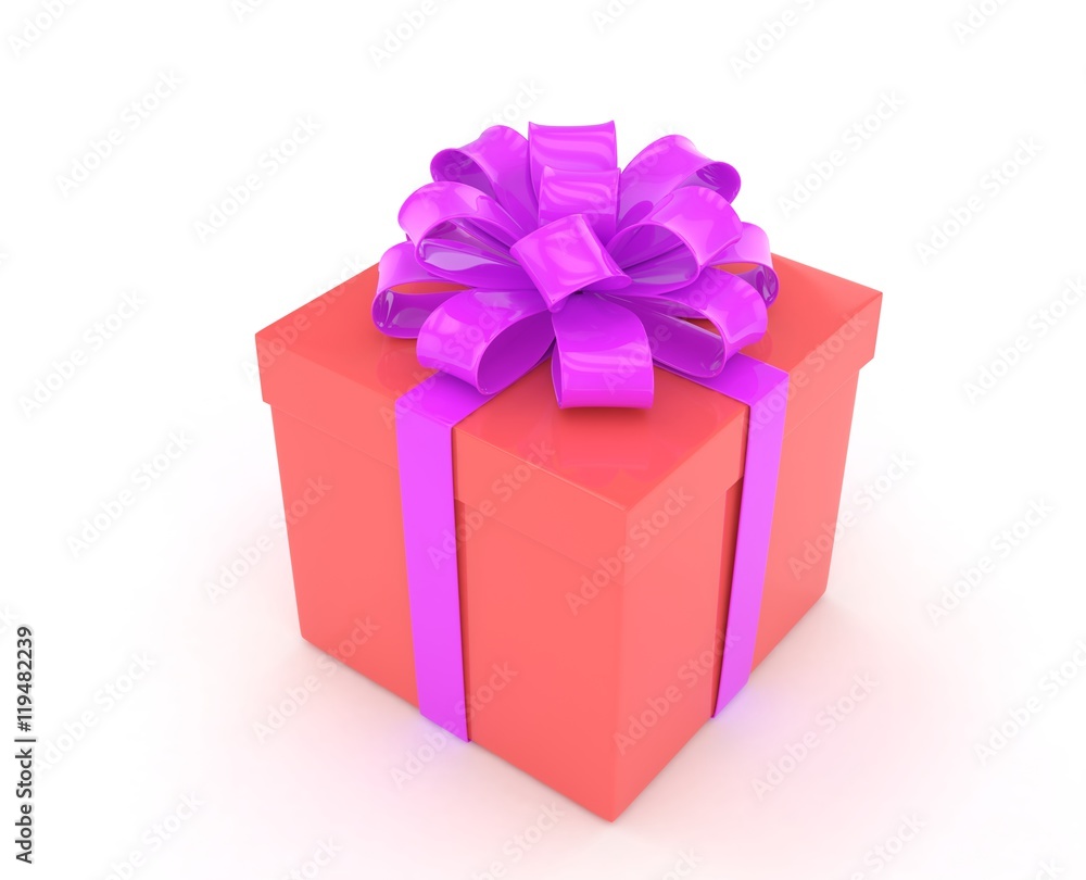 gift box with bows isolated on white. 3d rendering. gift box with bows isolated on white. 3d rendering.