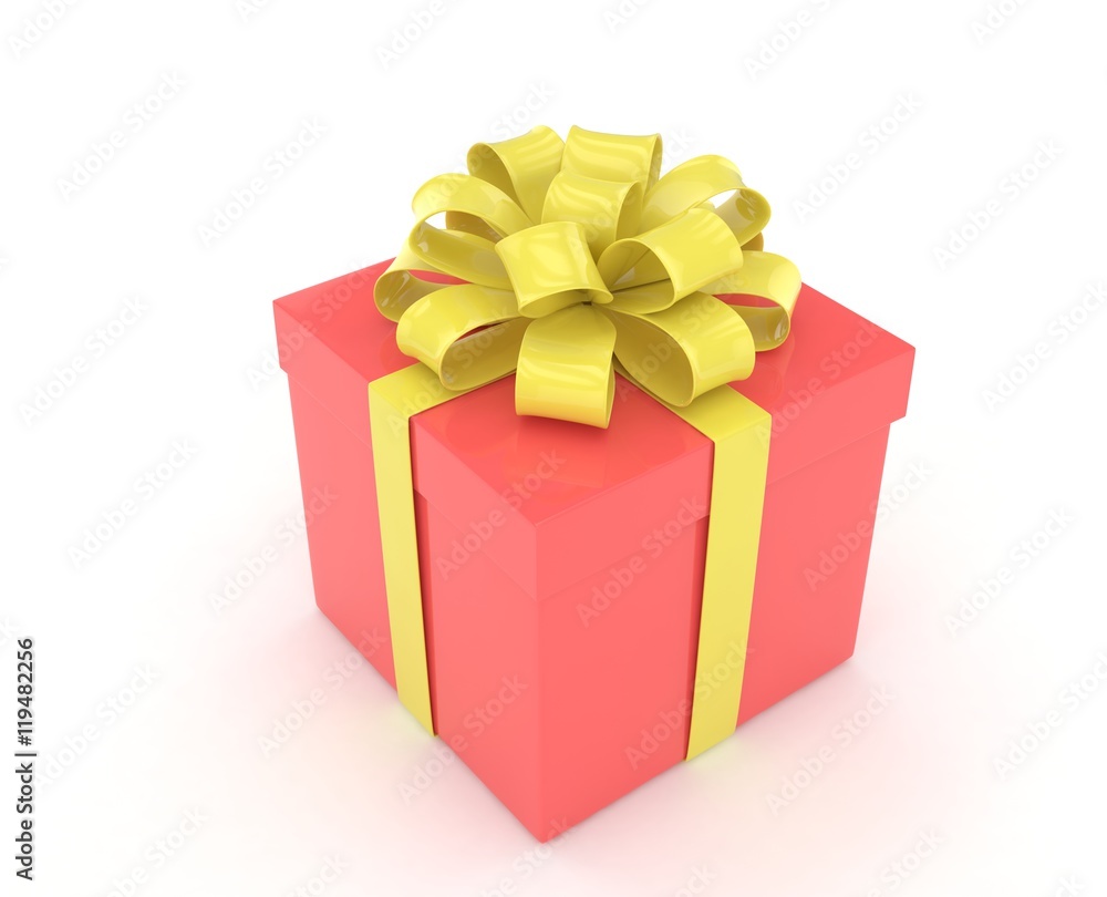 gift box with bows isolated on white. 3d rendering. gift box with bows isolated on white. 3d rendering.