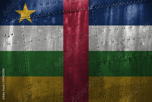 metal texutre or background with Central African Rep flag