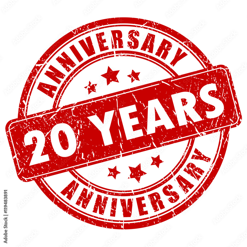 20 years anniversary rubber stamp