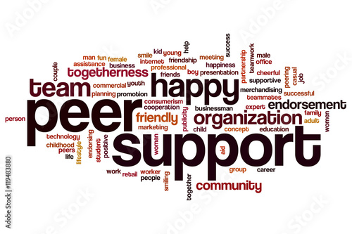 Schilderij op canvas Peer support word cloud