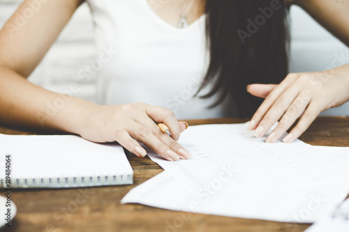 woman hand document