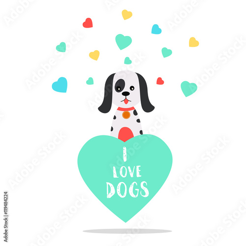 I love dogs , cartoon style , background , banner . Vector illustration