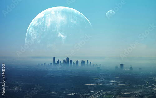 View of Futuristic City. This image elements furnished by NASA photo