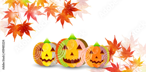 ハロウィン　かぼちゃ　紅葉　背景