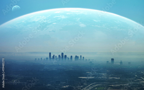 View of Futuristic City. This image elements furnished by NASA