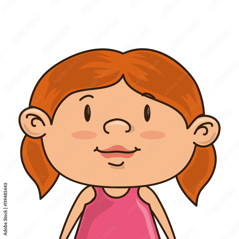 girl smiling happy child kid face cartoon vector illustration