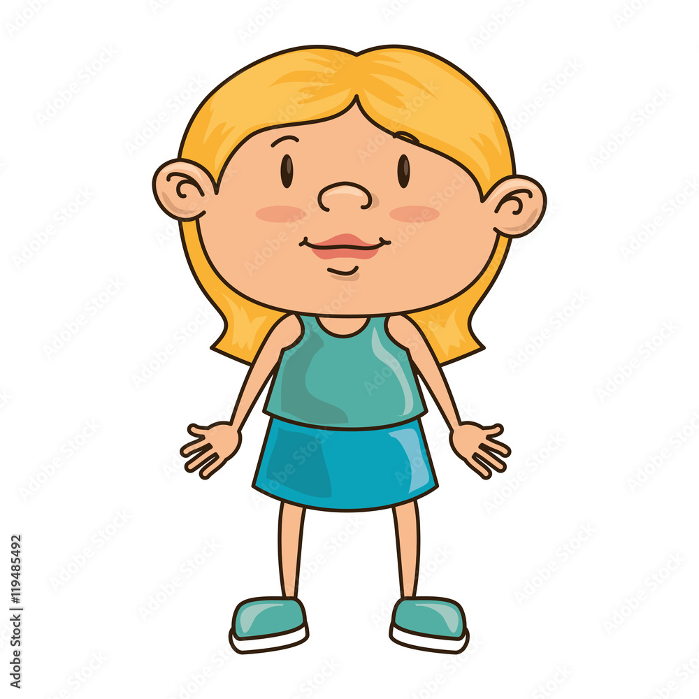 girl smiling happy child kid face cartoon vector illustration