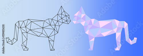 Low poly cat vector illustration. Two polygonal cat silhouettes