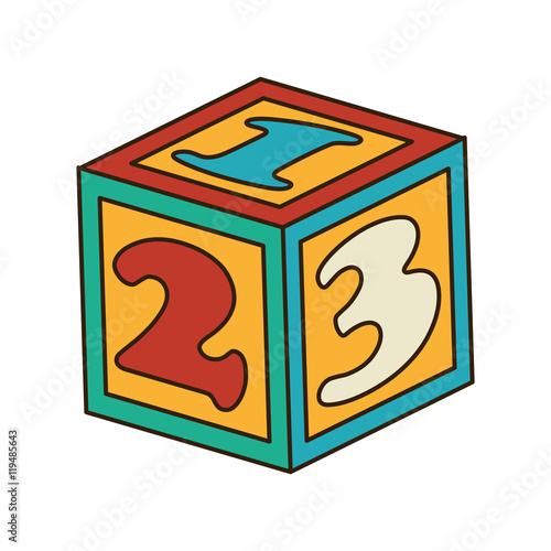 cube 123 blocks kids toy entertainment game vector illustration