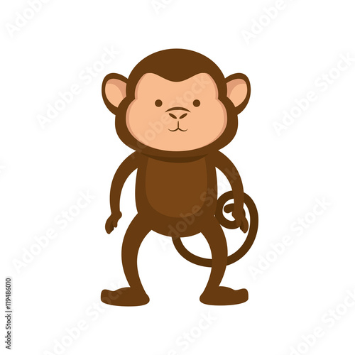 monkey smiling animal cartoon funny wildlife vector illustration