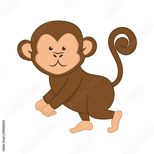 monkey smiling animal cartoon funny wildlife vector illustration