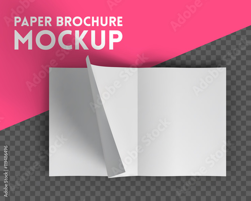 Magazine, booklet, postcard, flyer or brochure mockup template. Good for business presentations and advertisements. Mockup on transparent background. Top view. Vector Illustration.