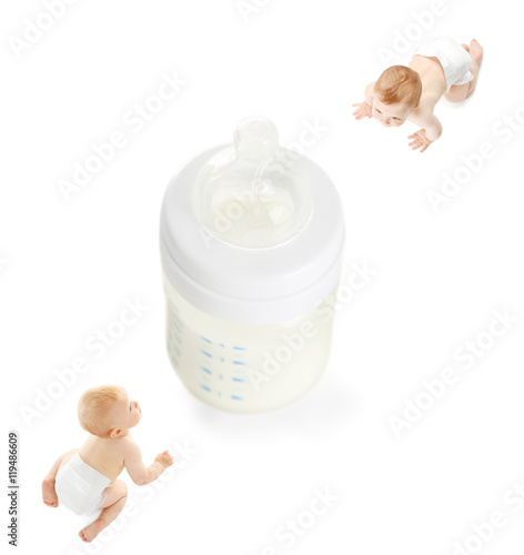 Cute babies crawling to big...