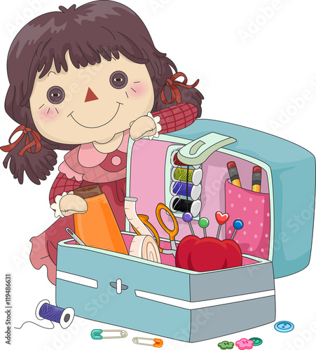 Kid Girl Doll Sewing Kit Organizer