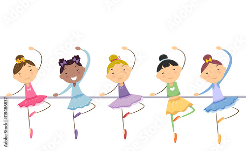 Fotografie, Obraz Stickman Kids Ballerinas Girls