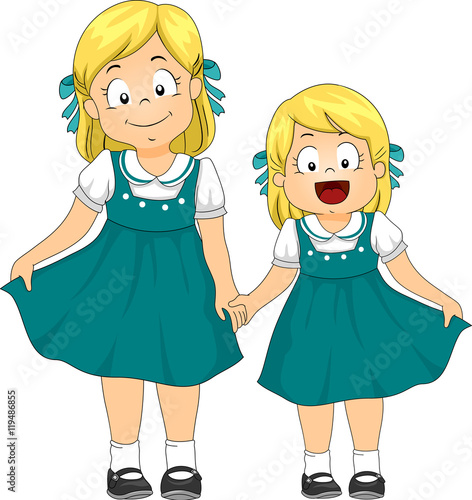 Kids Girls Sisters Vintage Dress
