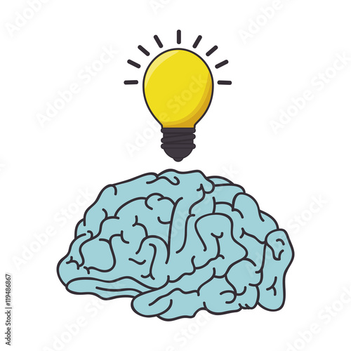 human brain idea bulb organ mind head intelligence vector illustration