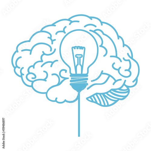 human brain idea bulb organ mind head intelligence vector illustration