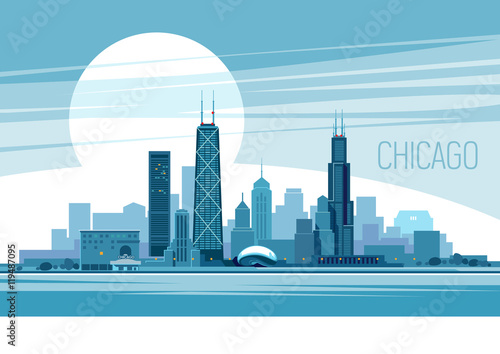 Cuadro en lienzo Chicago Vector illustration
