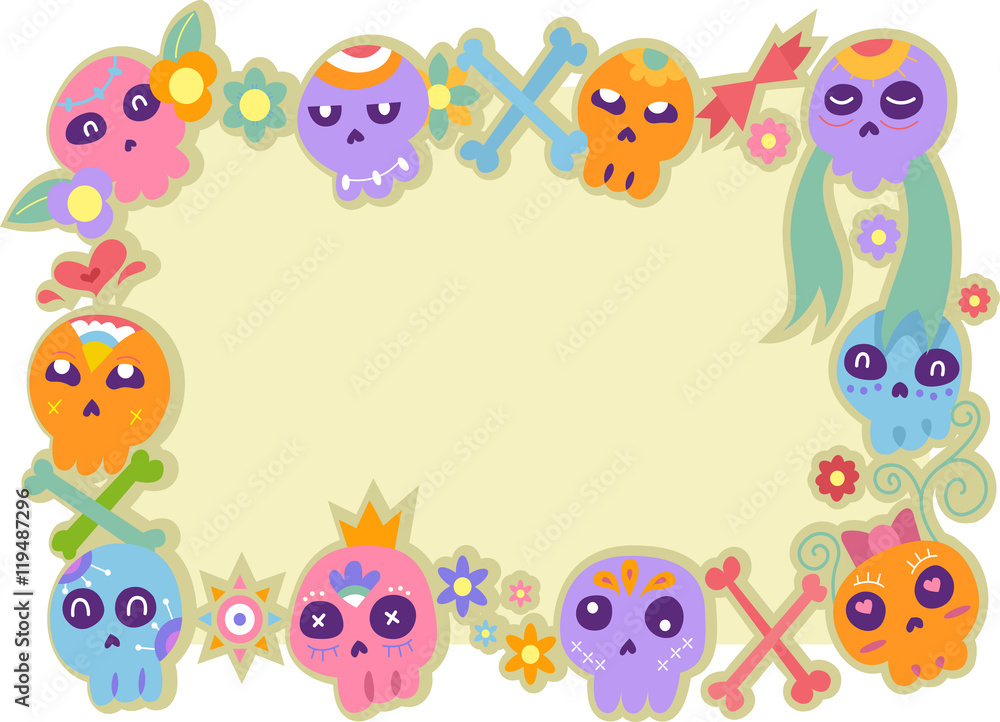 Obraz premium Sugar Skull Heads Frame
