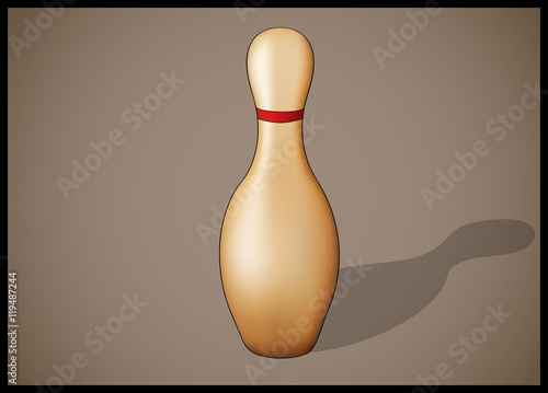 Single bowling pin with red stripes isolated