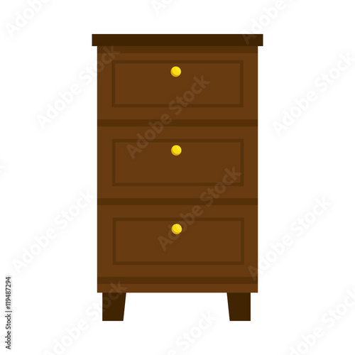 chest of drawers wooden cabinet home furniture bedroom vector illustration
