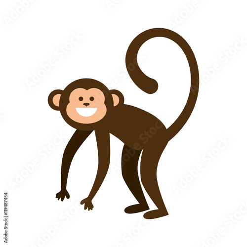 monkey smiling animal cartoon funny wildlife vector illustration