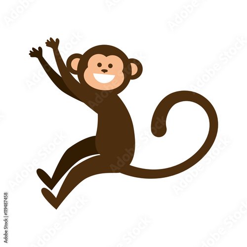 monkey smiling animal cartoon funny wildlife vector illustration