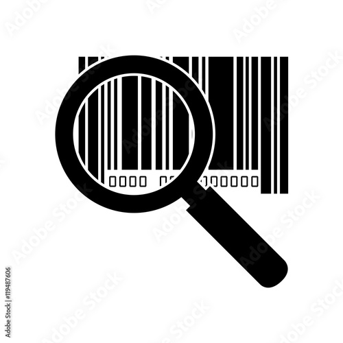 lupe magnifying glass barcode with serial number data information scanner vector illustration