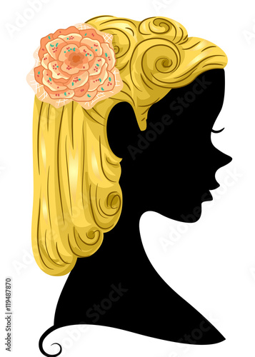 Silhouette Girl Pin Ups Flower