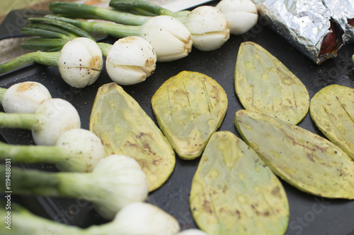 Nopales and chambray onions