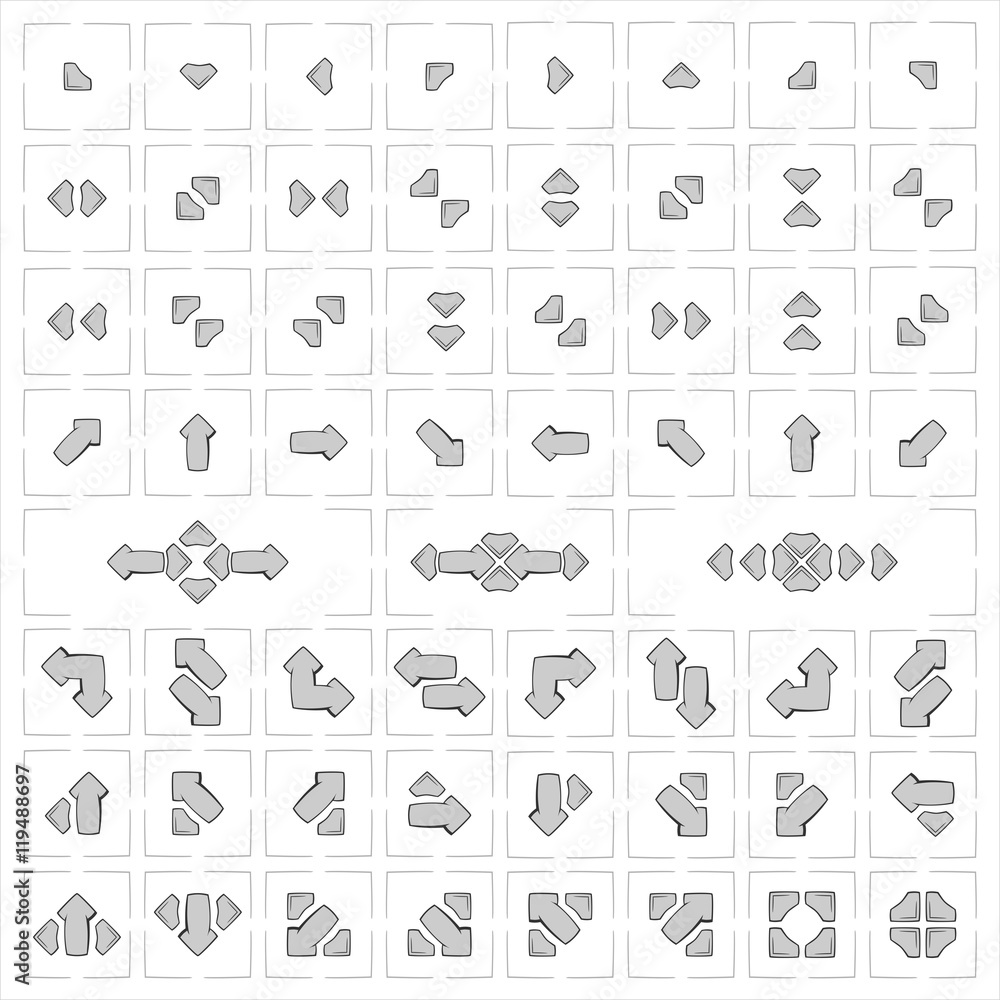 Arrows creative icons set - modern, gray signs pack Arrows creative icons set - modern, gray signs pack