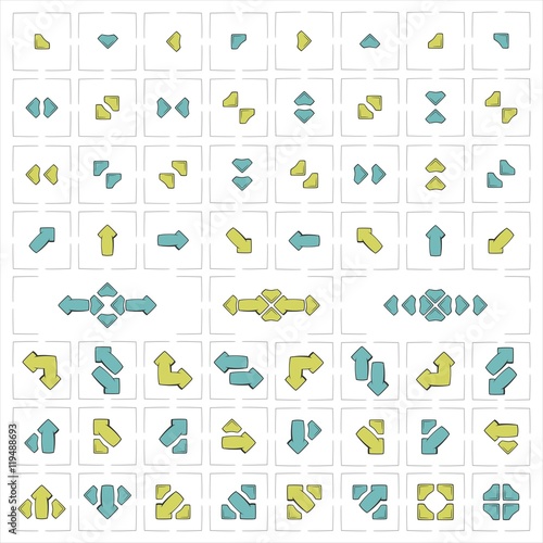 Arrows creative icons set - modern, color signs pack