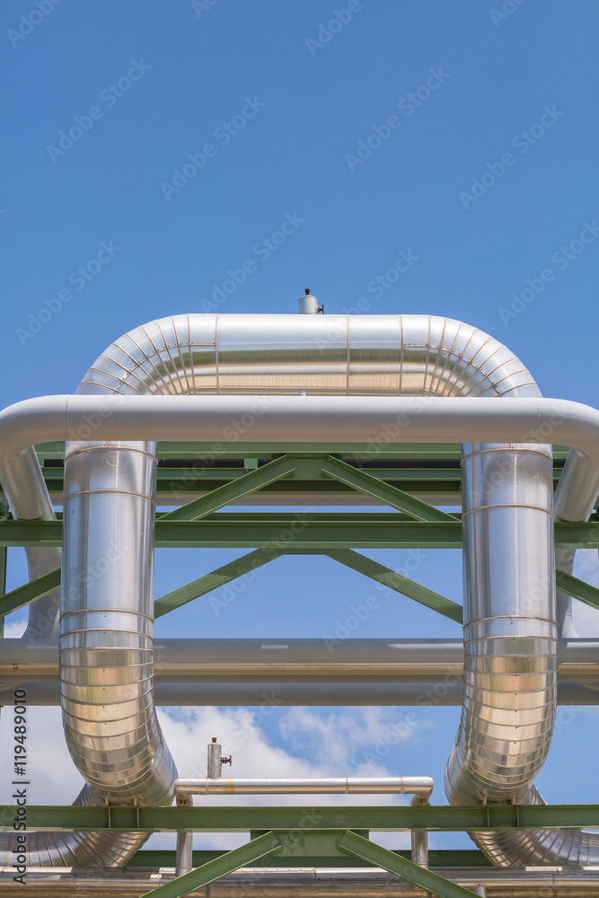 Pipe structure with blue sky