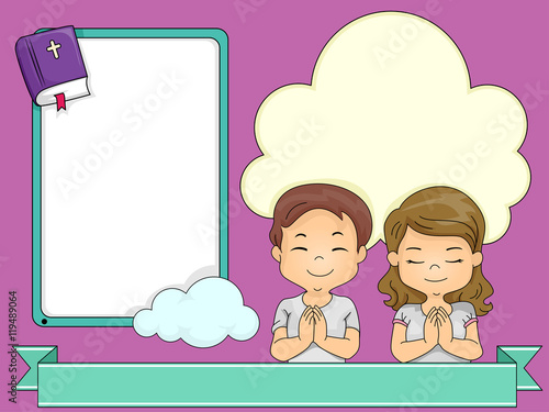 Kids Praying Ribbon Frames