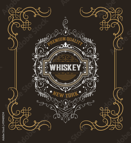 Old  label design for Whiskey and Wine label, Restaurant banner,