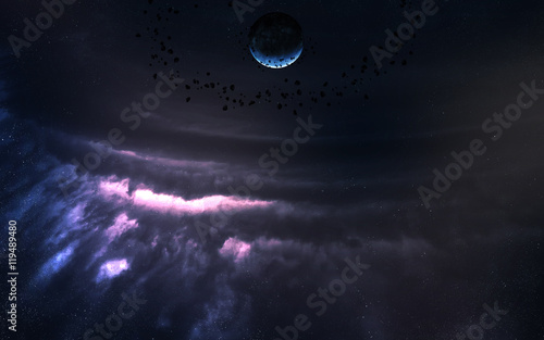 Fototapeta Naklejka Na Ścianę i Meble -  Abstract scientific background - planets in space, nebula and stars. Elements of this image furnished by NASA nasa.gov
