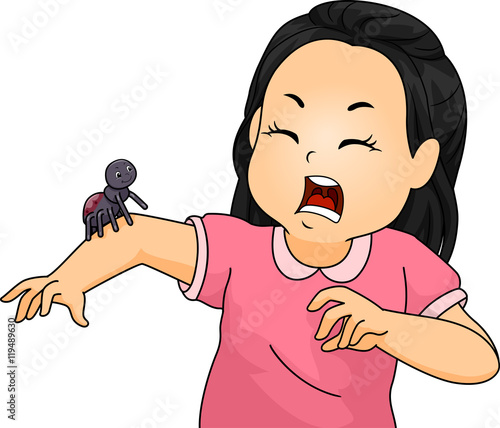 Kid Girl Spider Afraid