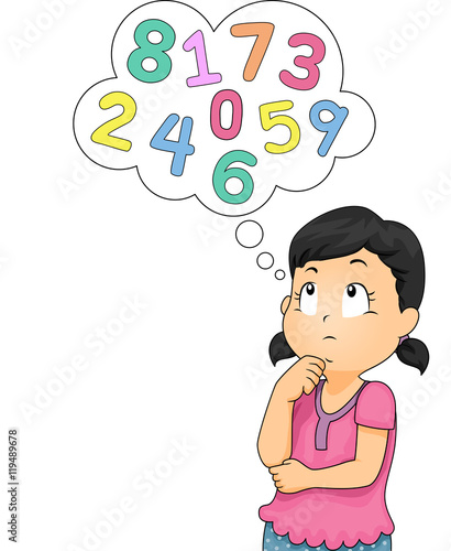 Kid Girl Think Numbers