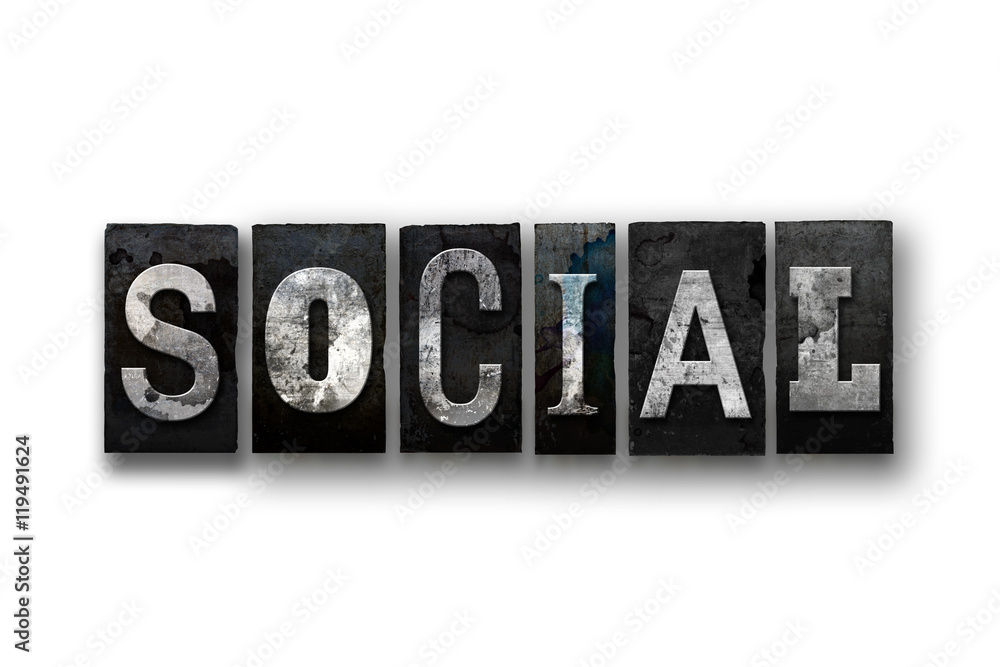Fototapeta premium Social Concept Isolated Letterpress Type