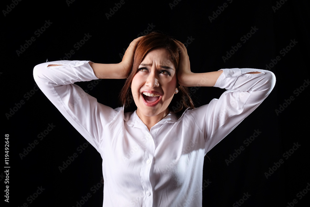 Portrait beautiful woman in angry emotion. Portrait beautiful woman in angry emotion.