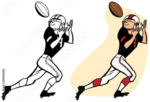 Football player catching a football