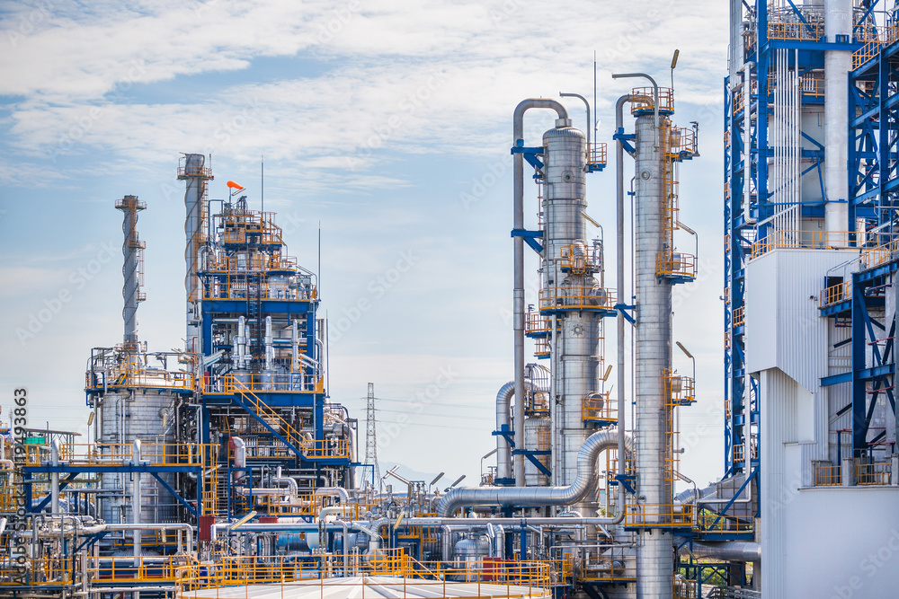 Petroleum and refinery industrial plant with blue sky Petroleum and refinery industrial plant with blue sky