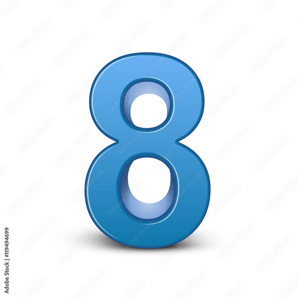 3d shiny blue number 8