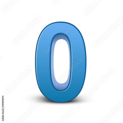 3d shiny blue number 0